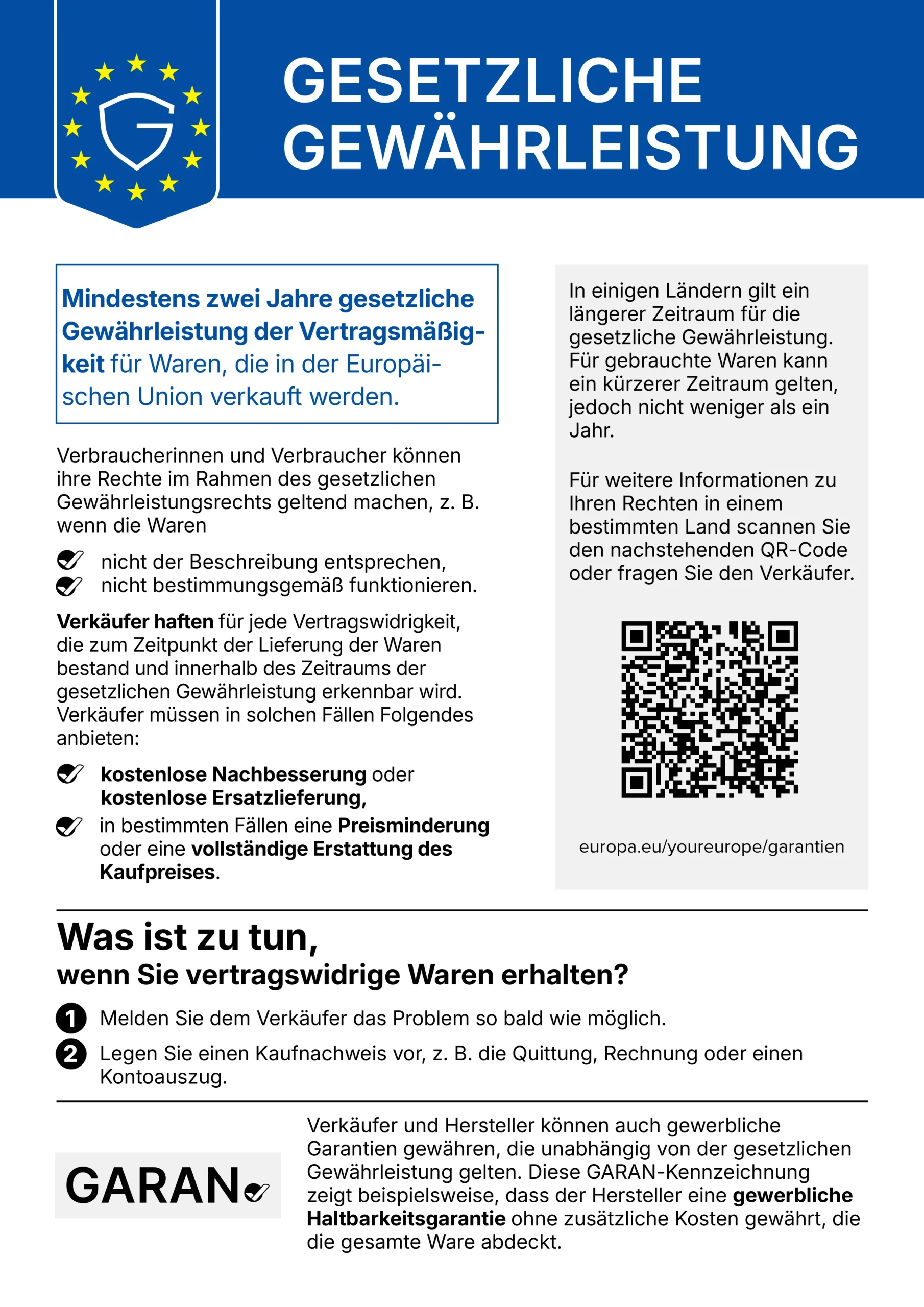 Harmonisierte Mitteilung der Gewährleistungsrechte